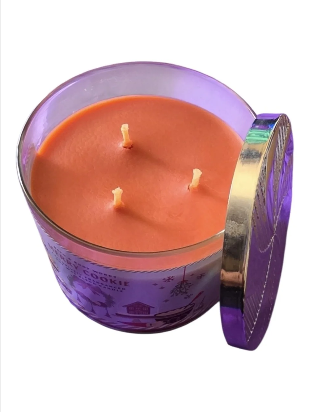 Bath & Body Works Merry Cookie Candle - Purple & Gold